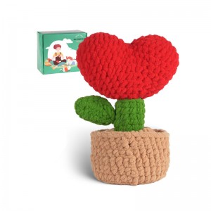 DIY Heart Potted Plant Crochet Kit, Wool Craft Decoration