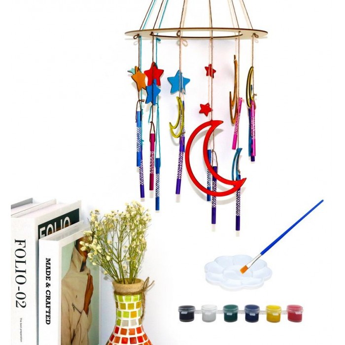 DIY Wind Chime Kit Home Decor Hanging Wooden Wind Chimes Kids Educational Toys