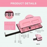 Office Pink Color Metal T Shape Paper Hole Mushroom Punch for Craft