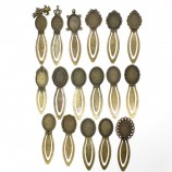 Antique Round Bronze 20mm Bezel DIY Cabochon Tray Setting Bookmark with Base