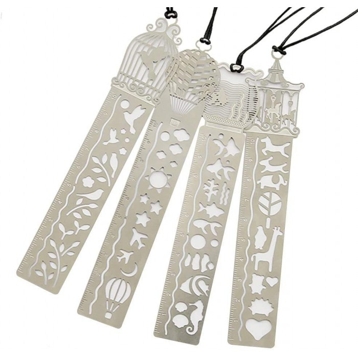 Custom Metal Silver Plated Stainless Steel Planner Stencil Ruler Bookmark for Kids Card