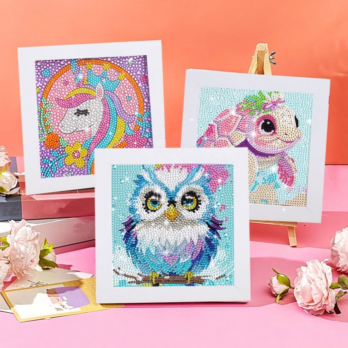 DIY Children's Handmade Sticker Painting Frame Full Drill Diamond Painting Elementary Level Creative Paste Toys