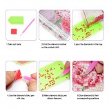 Customize 5D Crystal Full Drill Round AB Beads DIY Diamond Painting Rhinestone Rose