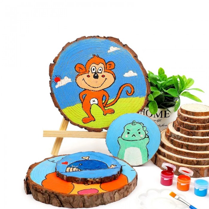 Children's DIY Drawing Board Creative Wood Slice Blank for Painting Kindergarten Art Materials & Doodle Coloring