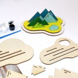3D DIY Wooden Mountain Painting Kit | Unfinished Wood Craft for Desk Decor