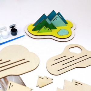 3D DIY Wooden Mountain Painting Kit | Unfinished Wood Craft for Desk Decor