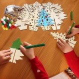 Christmas DIY Painting Kit, 3D Stereo Wood Carving Desktop Ornament Kit, Customizable Christmas Tree Craft Set for Home Decor