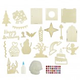 DIY Wooden Doll House Kit for Kids, Unfinished Wood Playhouse Craft Set with Painting & Assembly Accessories