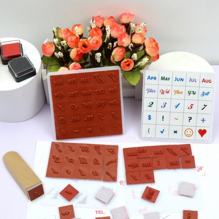 Square Wooden Handle Custom Rubber Stamp Set
