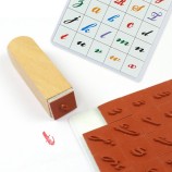 Square Wooden Handle Custom Rubber Stamp Set