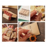Custom Alphabet Number Wooden Rubber Stamp Set for Kids Educational