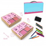 Kids Wooden Stamp Gift Set with Custom Stamps, Colored Pencils & Ink Pad