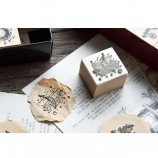 Vintage Text & Floral Wooden Rubber Stamps Set for Card Making & DIY Crafts