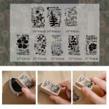 Vintage Text & Floral Wooden Rubber Stamps Set for Card Making & DIY Crafts