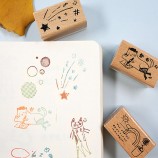 Custom Hot Sale Embossing Word Logo DIY Square Wooden Rubber Ink Stamp