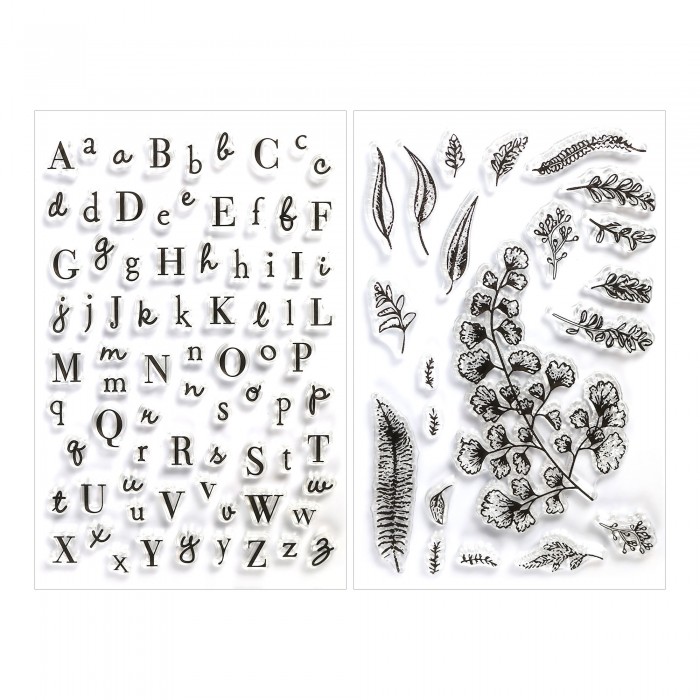 Vintage Letter & Leaf Clear Stamp Set - Alphabet & Plant Stamps for Scrapbooking & Card Making