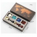 Vintage World Map Fire Lacquer Wax Seal Stamp Set - Deluxe Craft Kit