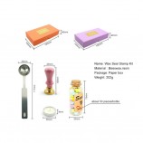 Custom Logo Macaron Wood Wax Seal Stamp Gift Box Kit for Invitations