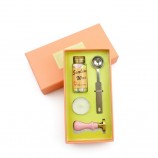 Custom Logo Macaron Wood Wax Seal Stamp Gift Box Kit for Invitations