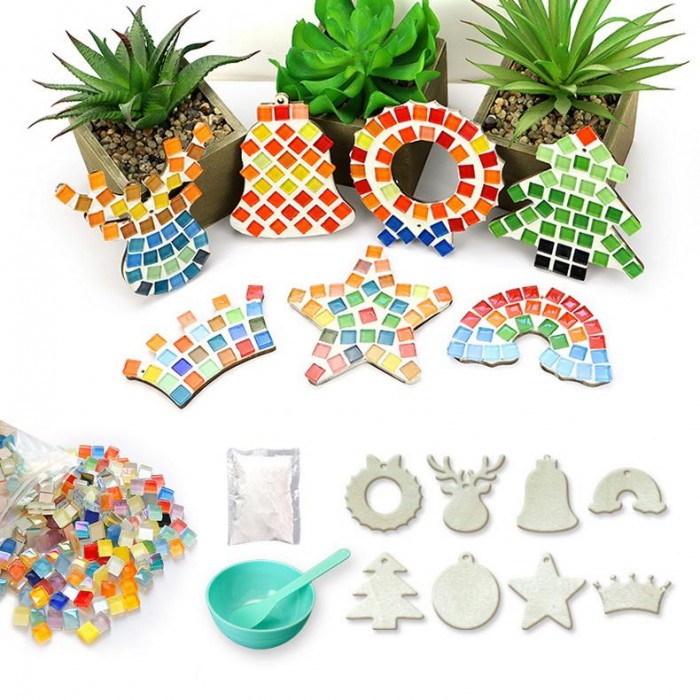 Christmas Themed DIY Mosaic Ornament Kit - Customizable Pendant Craft Set